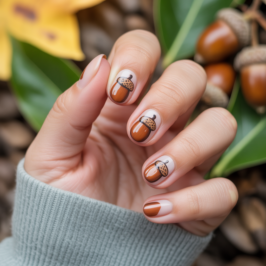 25 Best Cute Fall Nails You’ll Want to Try This Season 14 Acorn Inspired Nails
