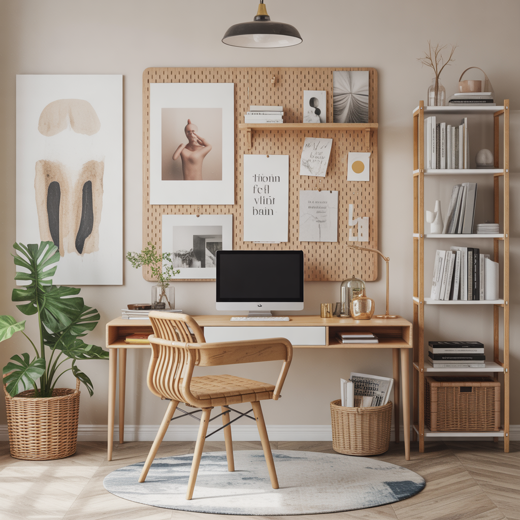 25 Inspiring Living Room Office Ideas for Stylish Workspaces 23 Artistic Wall Inspiration