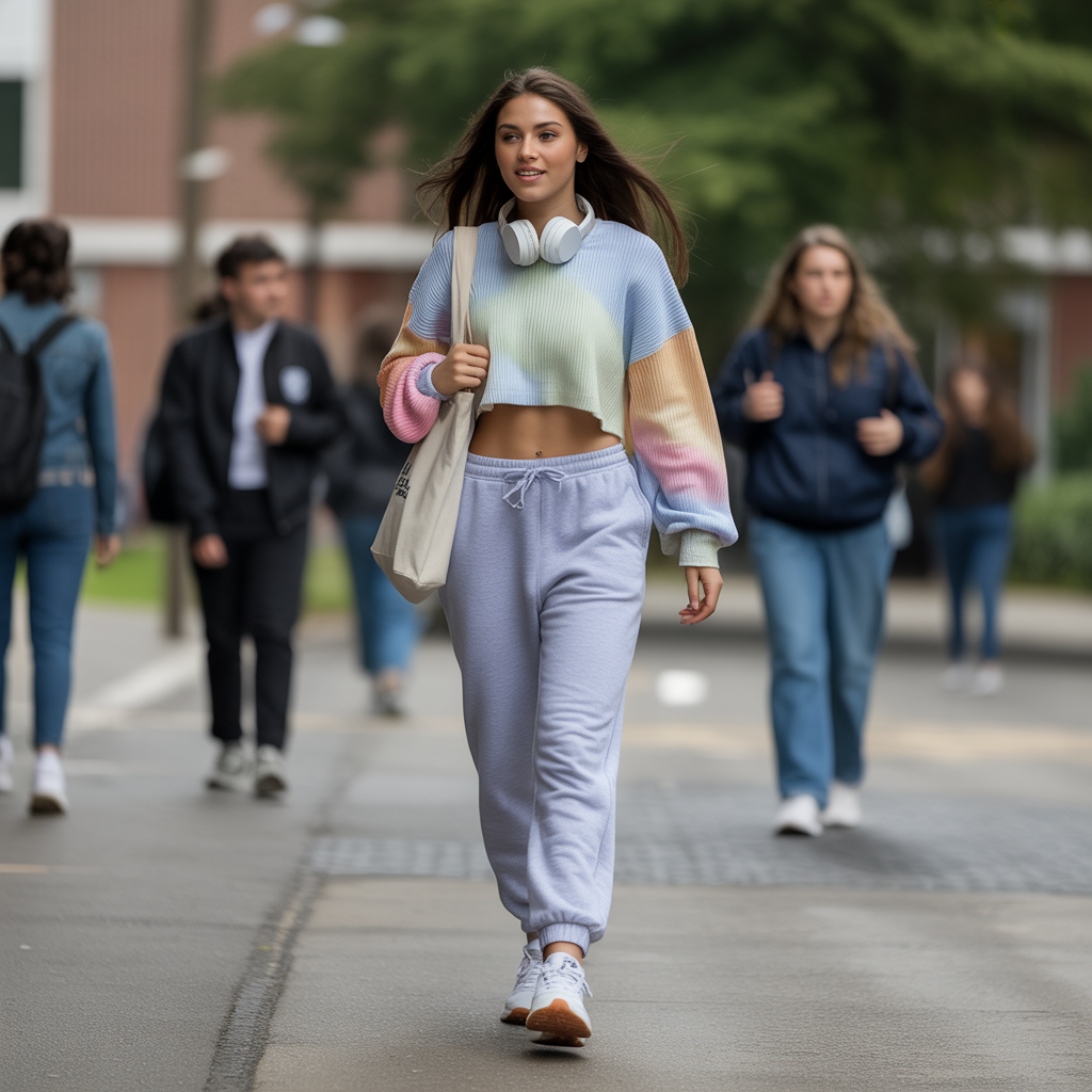 Stylish Fall Outfit Ideas for College Students to Try 6 Athleisure joggers with cropped sweaters