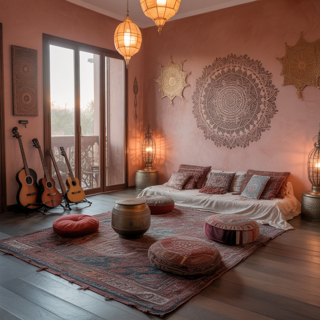 21 Outstanding Cozy Music Room Ideas for Comfort and Creativity 11 Bohemian Vibes