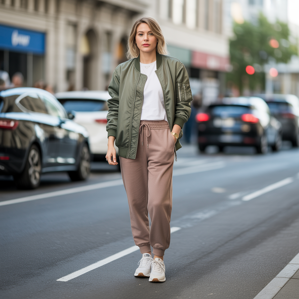 25 Trendy Ideas About Early Fall Outfits for Every Occasion 15 Bomber Jacket with Joggers