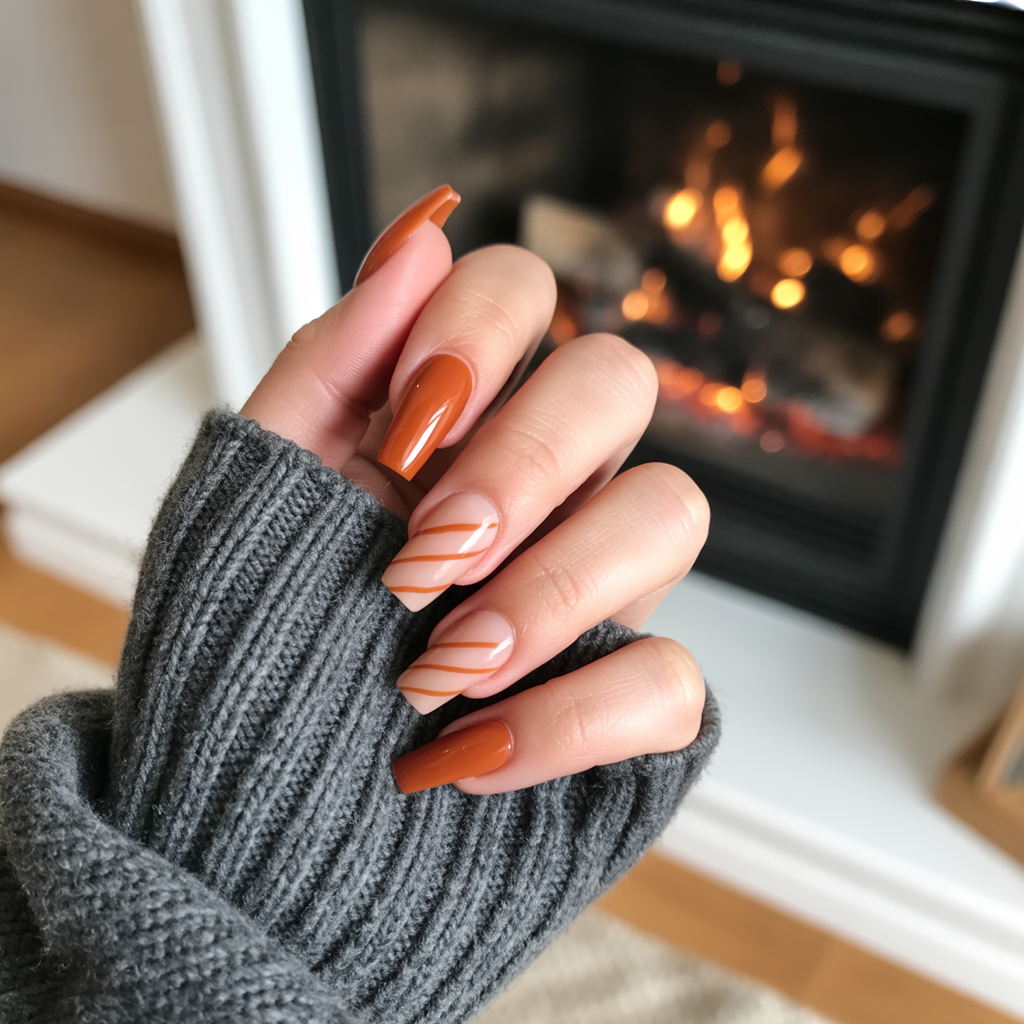 22 Best Fall Nails Trendy Designs for Autumn Vibes 2 Burnt Orange Vibes