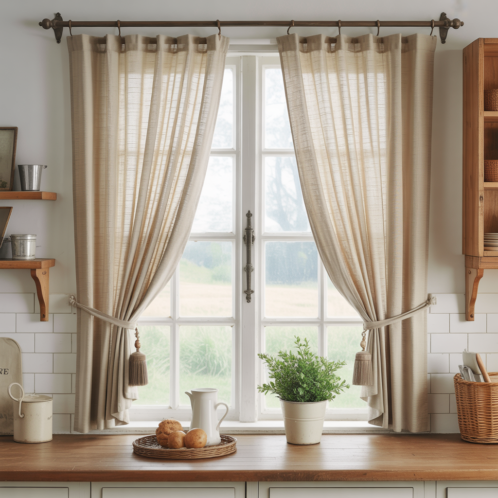 Café Curtains with Tie Backs