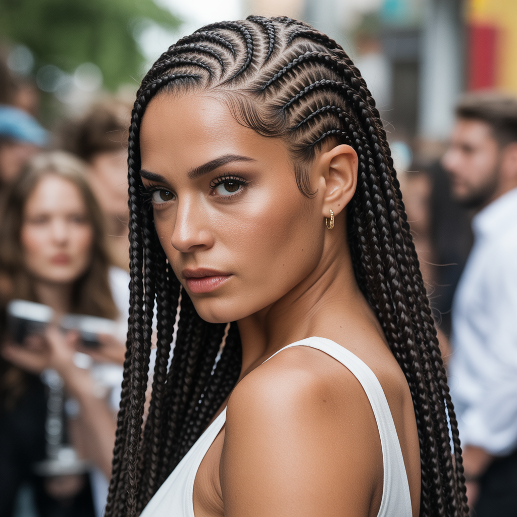 Celebrity-inspired swirl braids