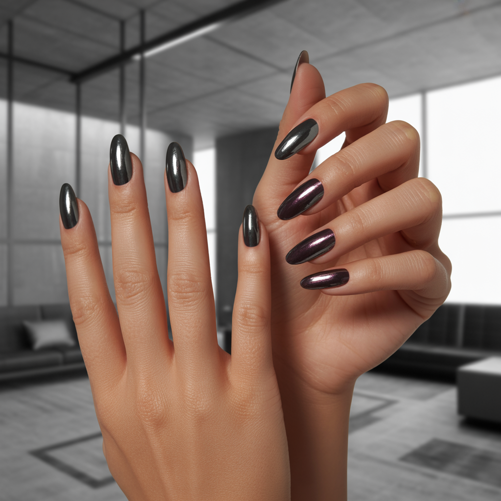 25 Trendy Dark Fall Nails Ideas You’ll Love This Autumn 15 Chrome Finishes