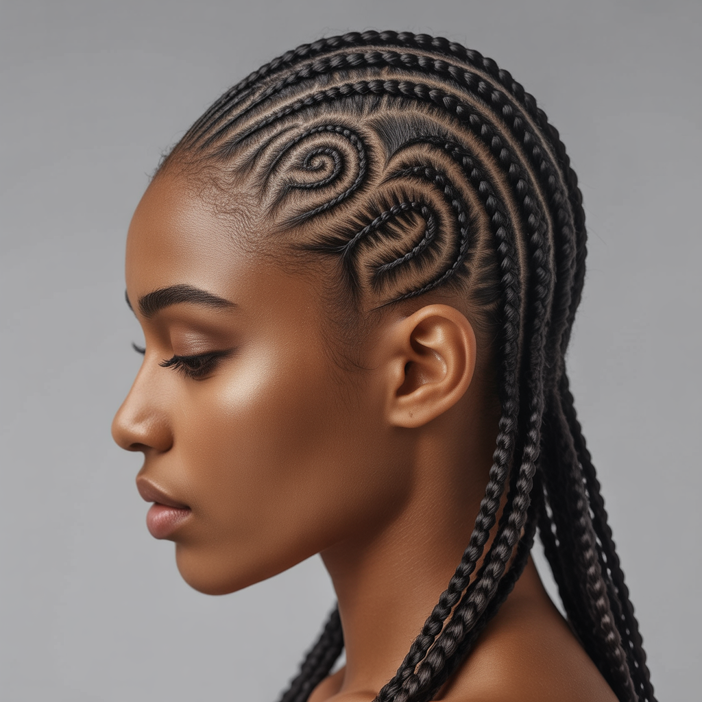 Classic swirl cornrows