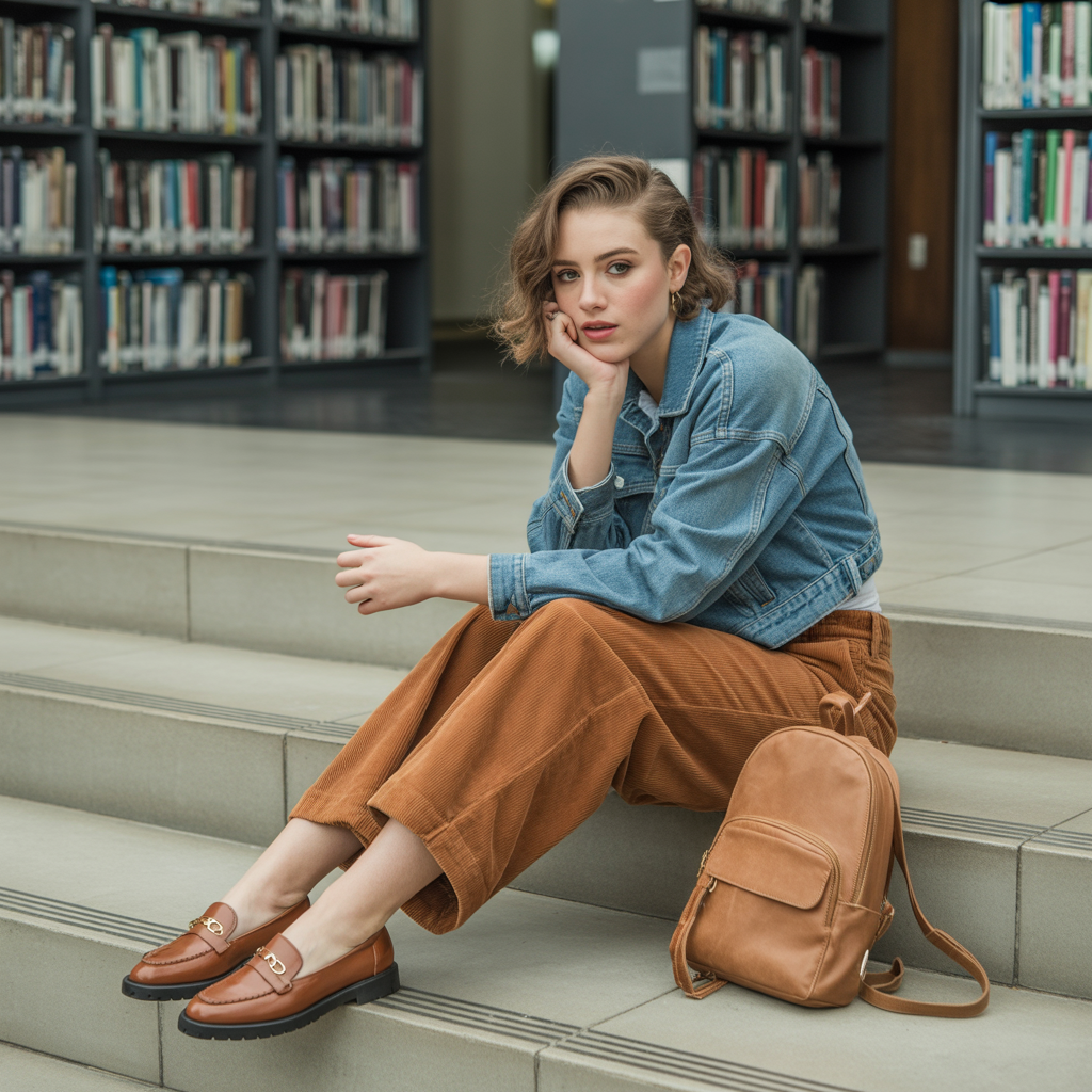 Stylish Fall Outfit Ideas for College Students to Try 16 Corduroy pants with cropped jackets