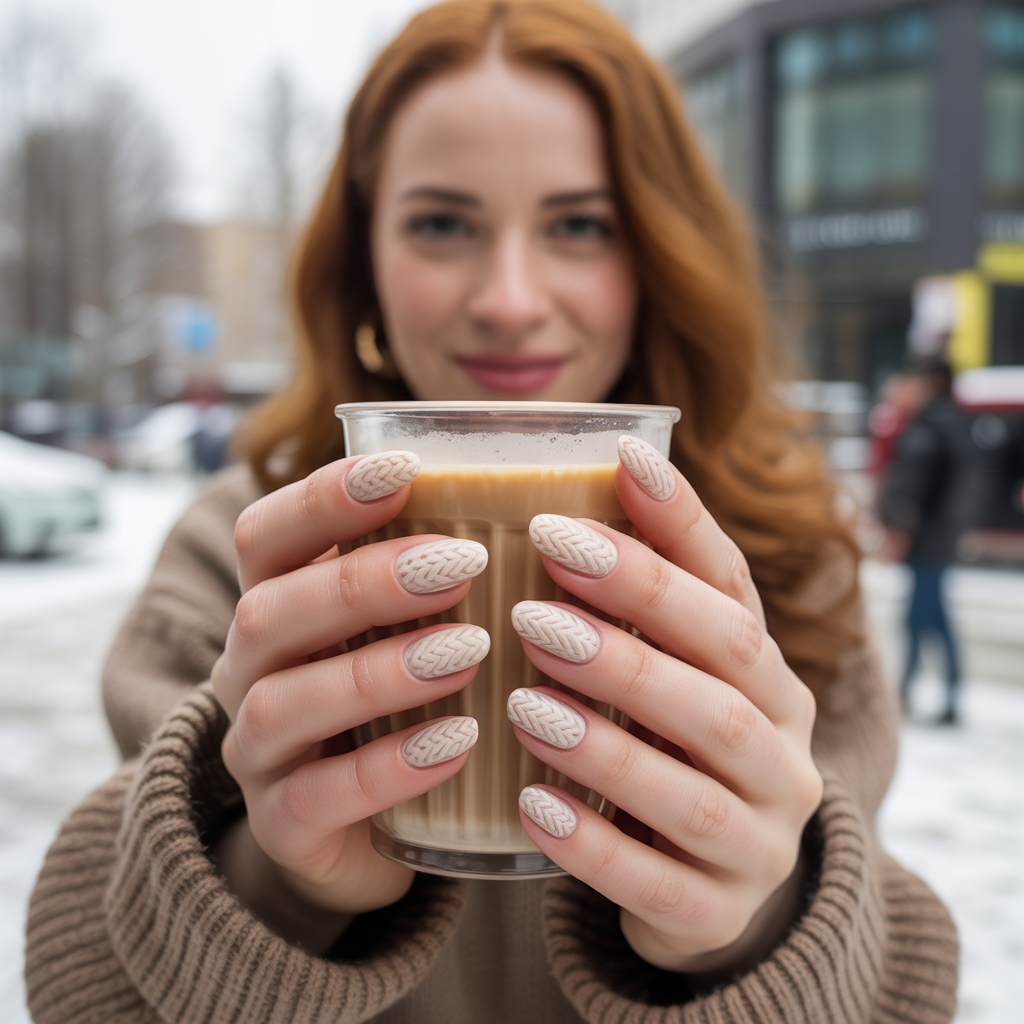 22 Best Fall Nails Trendy Designs for Autumn Vibes 5 Cozy Sweater Nails