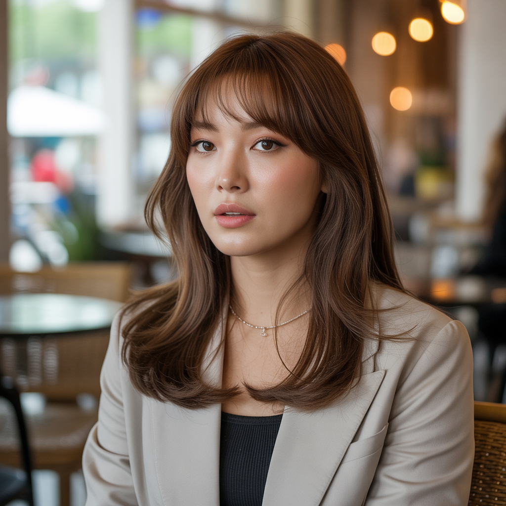 Curtain Bangs with Medium Hair