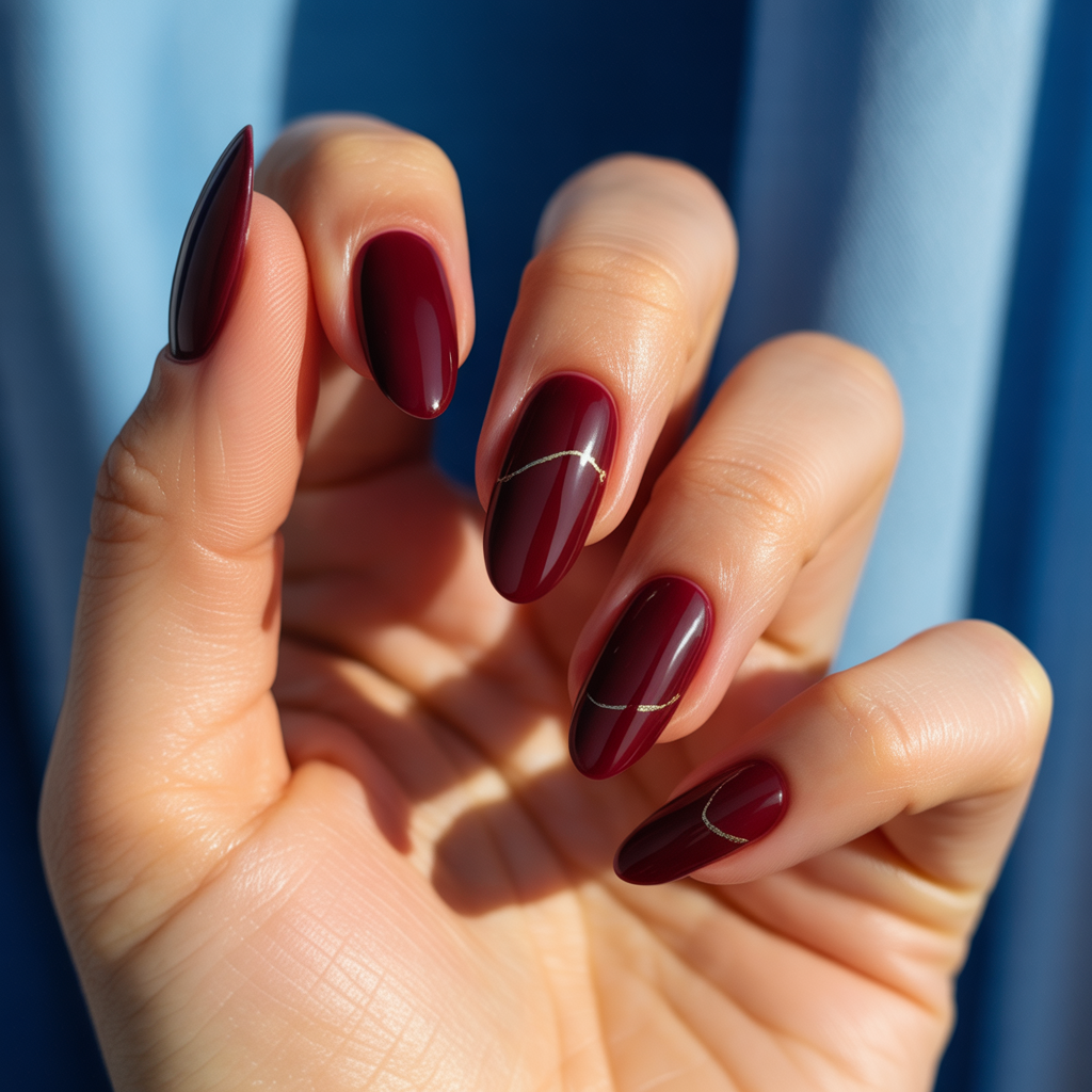 22 Best Fall Nails Trendy Designs for Autumn Vibes 1 Deep Burgundy Elegance