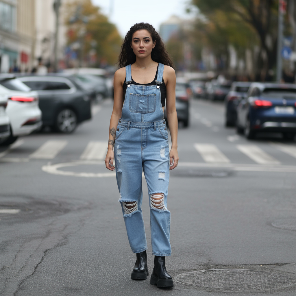 25 Ideas About Edgy Fall Outfits to Rock This Season 25 Denim Overalls with Crop Top