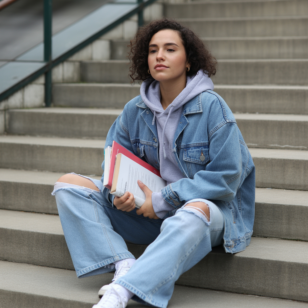 Stylish Fall Outfit Ideas for College Students to Try 2 Denim jackets layered over hoodies