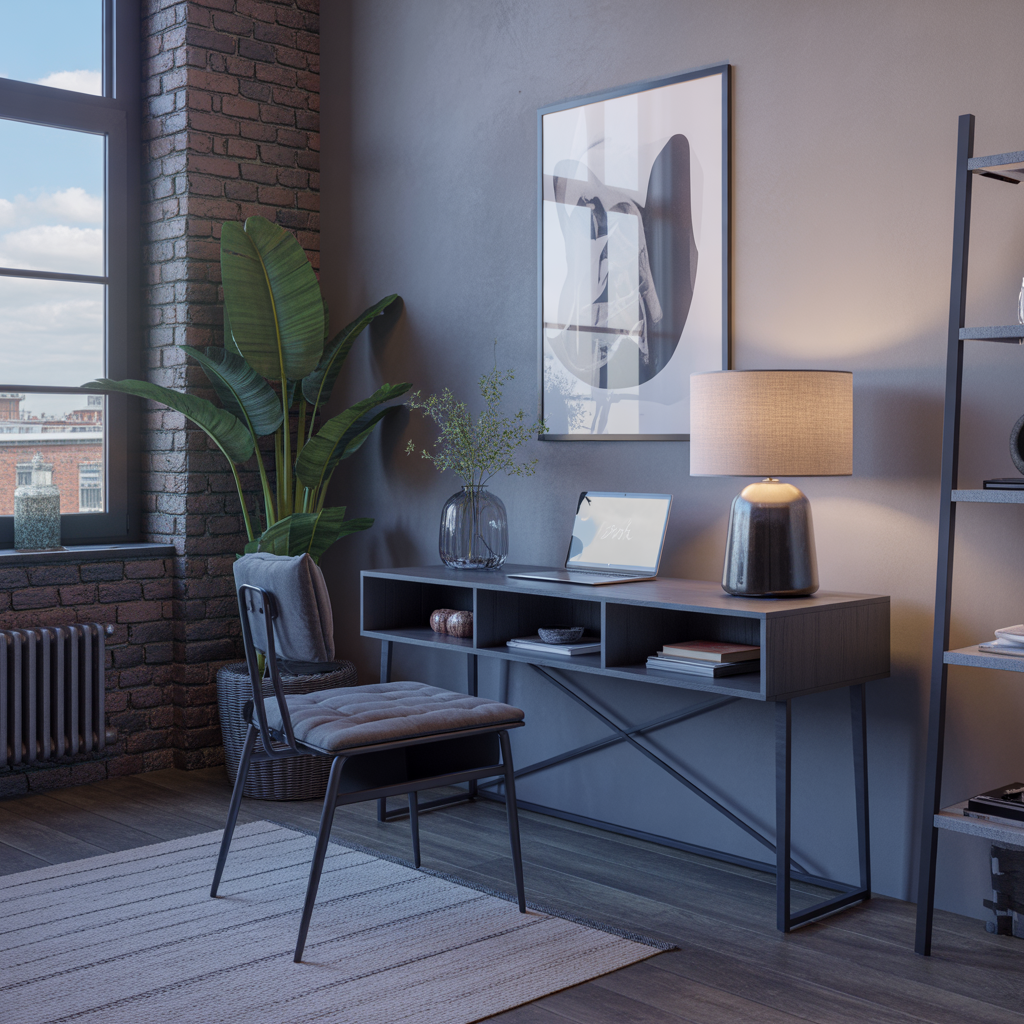 25 Inspiring Living Room Office Ideas for Stylish Workspaces 3 Double-Duty Console Table