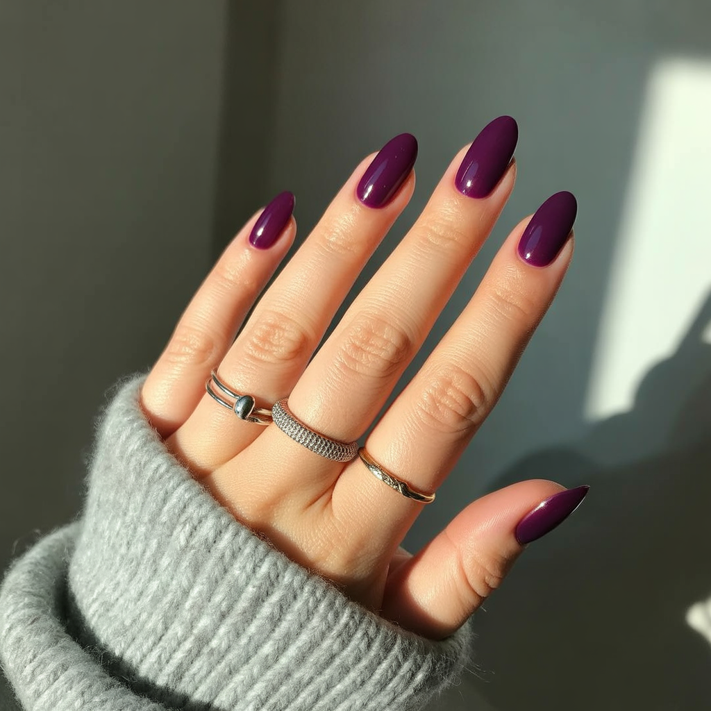 25 Trendy Dark Fall Nails Ideas You’ll Love This Autumn 5 Eggplant Purple