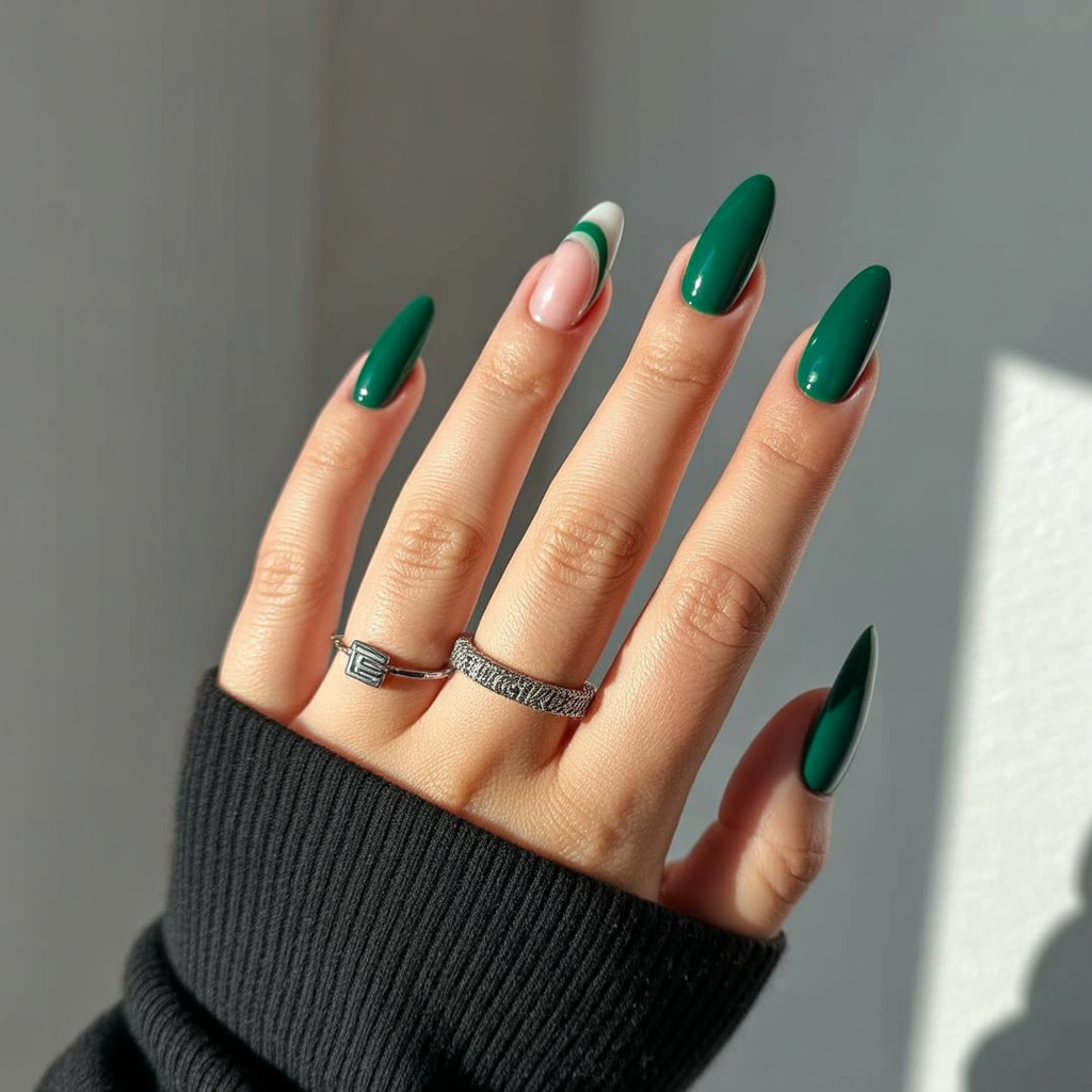 Emerald Green Acrylic Nails