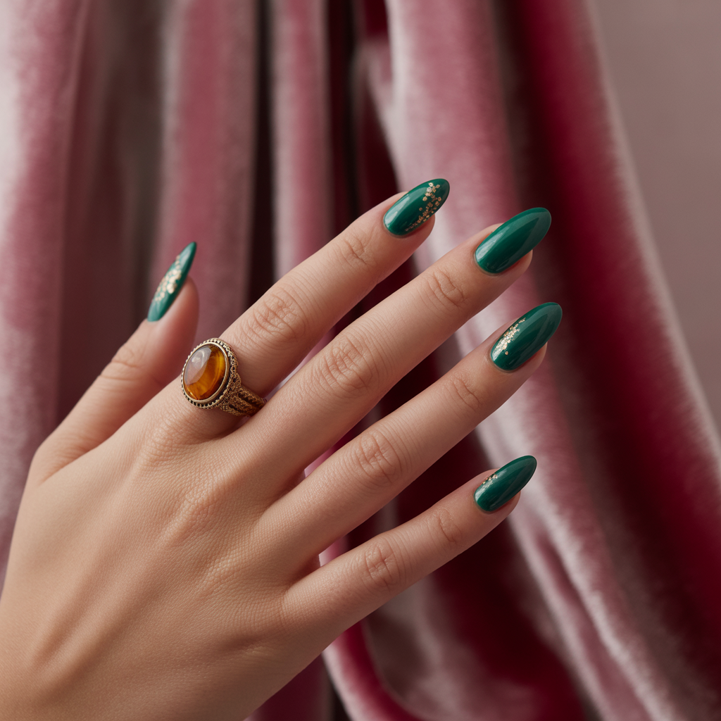 22 Best November Nails Fall Designs You’ll Love 17 Emerald Green Glam