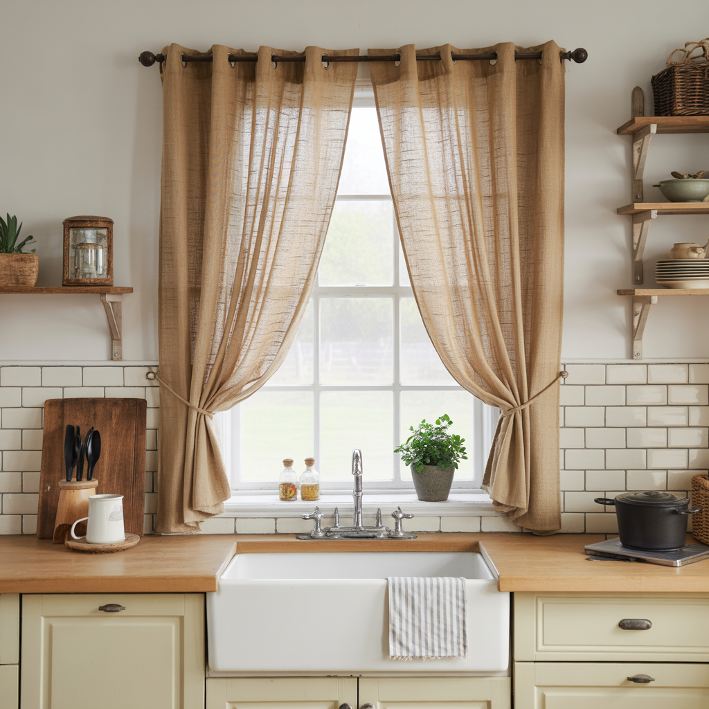 Farmhouse-Style Burlap Curtains