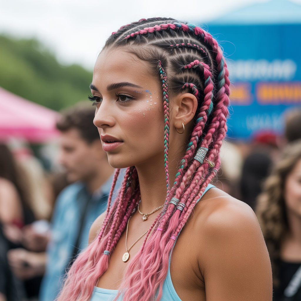 Festival swirl cornrows