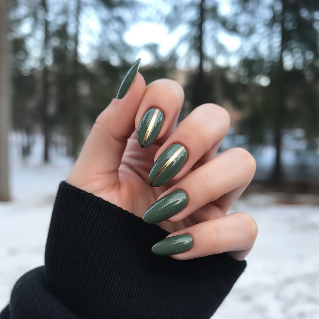 22 Best November Nails Fall Designs You’ll Love 5 Forest Green Nails