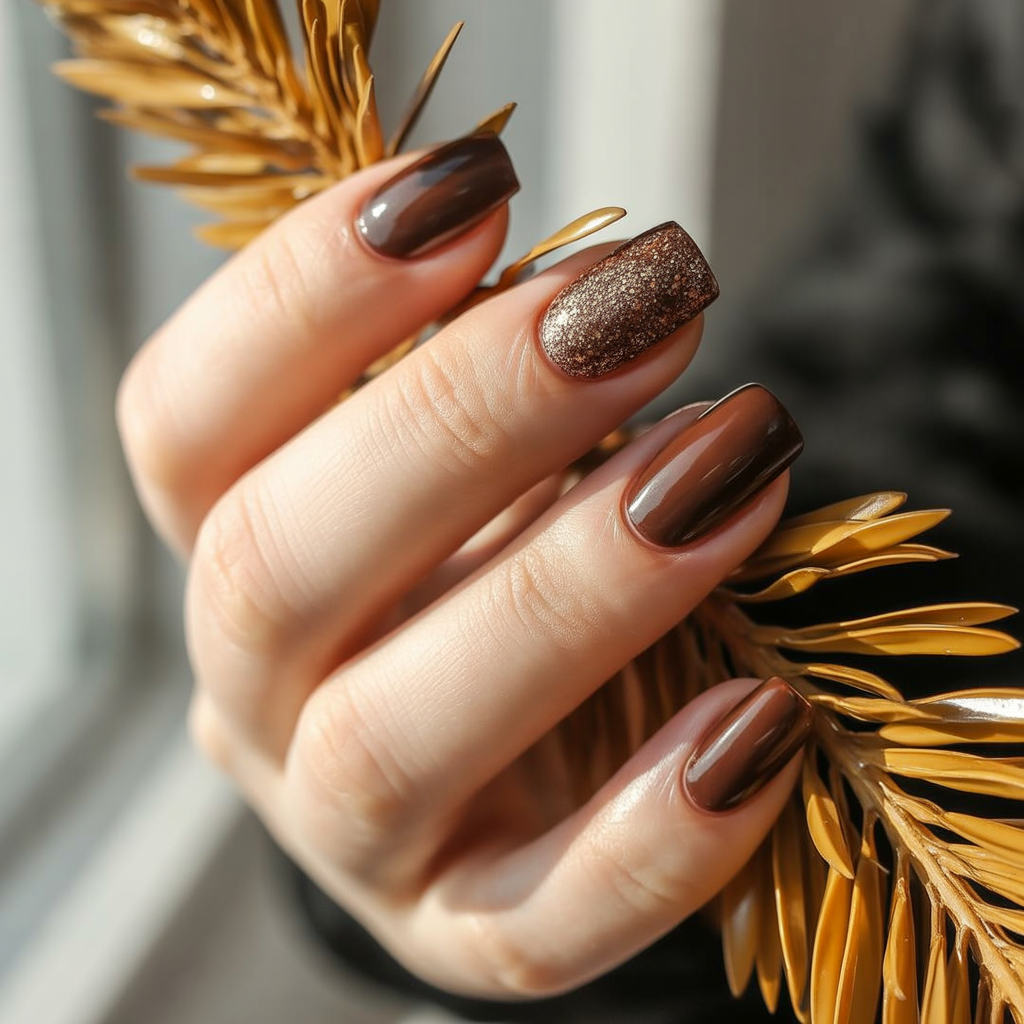 22 Best Fall Nails Trendy Designs for Autumn Vibes 19 Glitter Accents