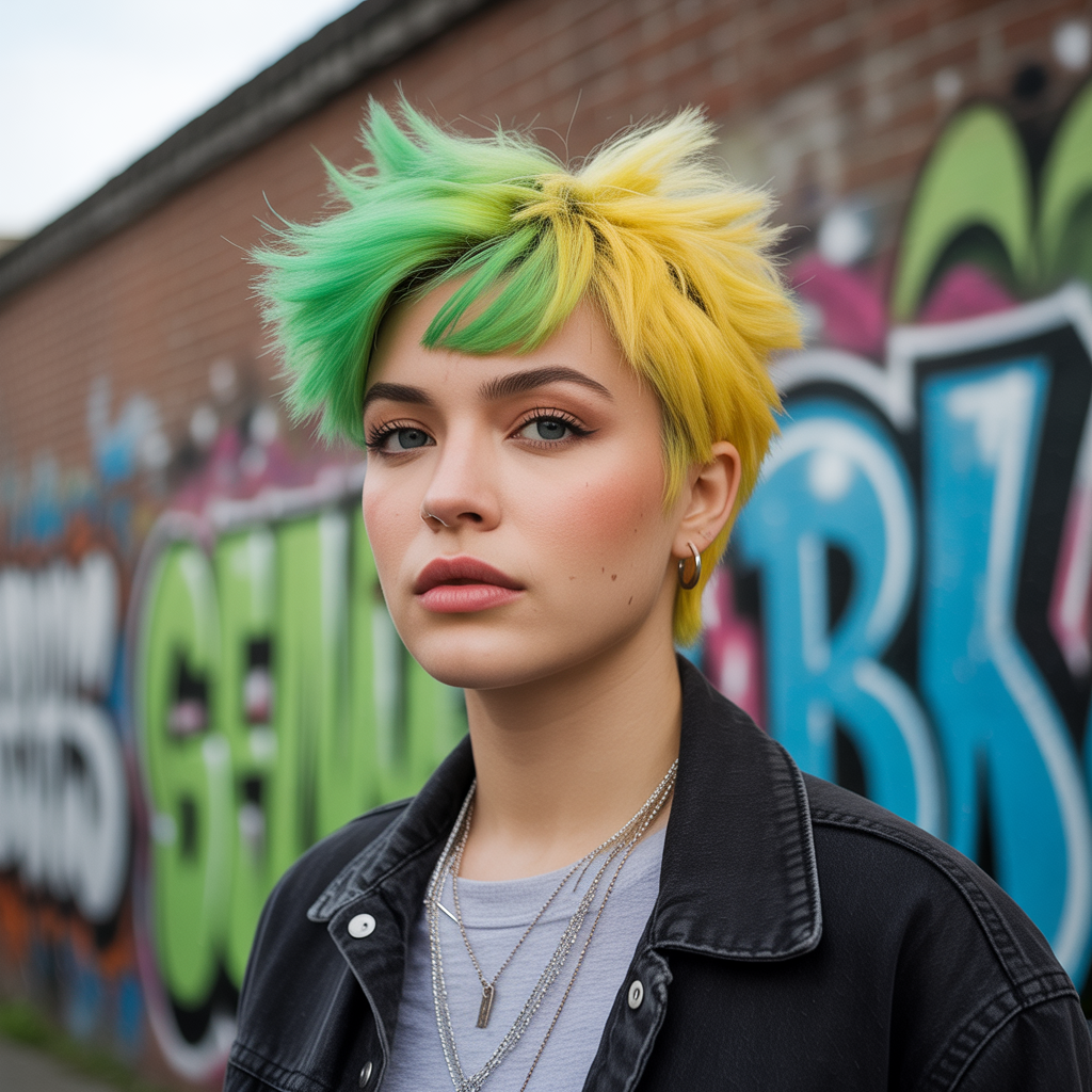 20 Stunning Ideas about Gemini Hair Styles to Try This Year 11 Green and Yellow Vibrancy