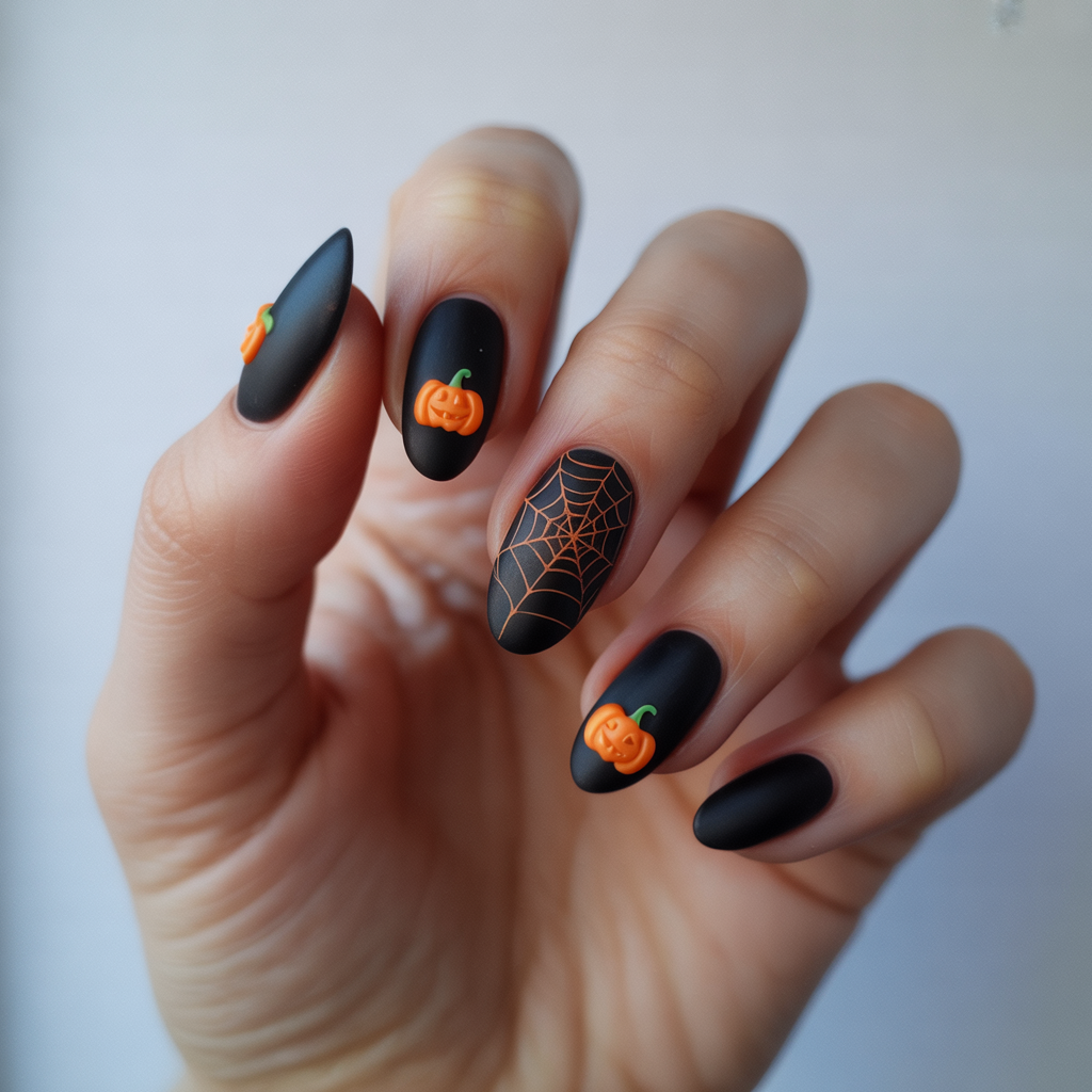 25 Trendy Dark Fall Nails Ideas You’ll Love This Autumn 23 Halloween-Inspired