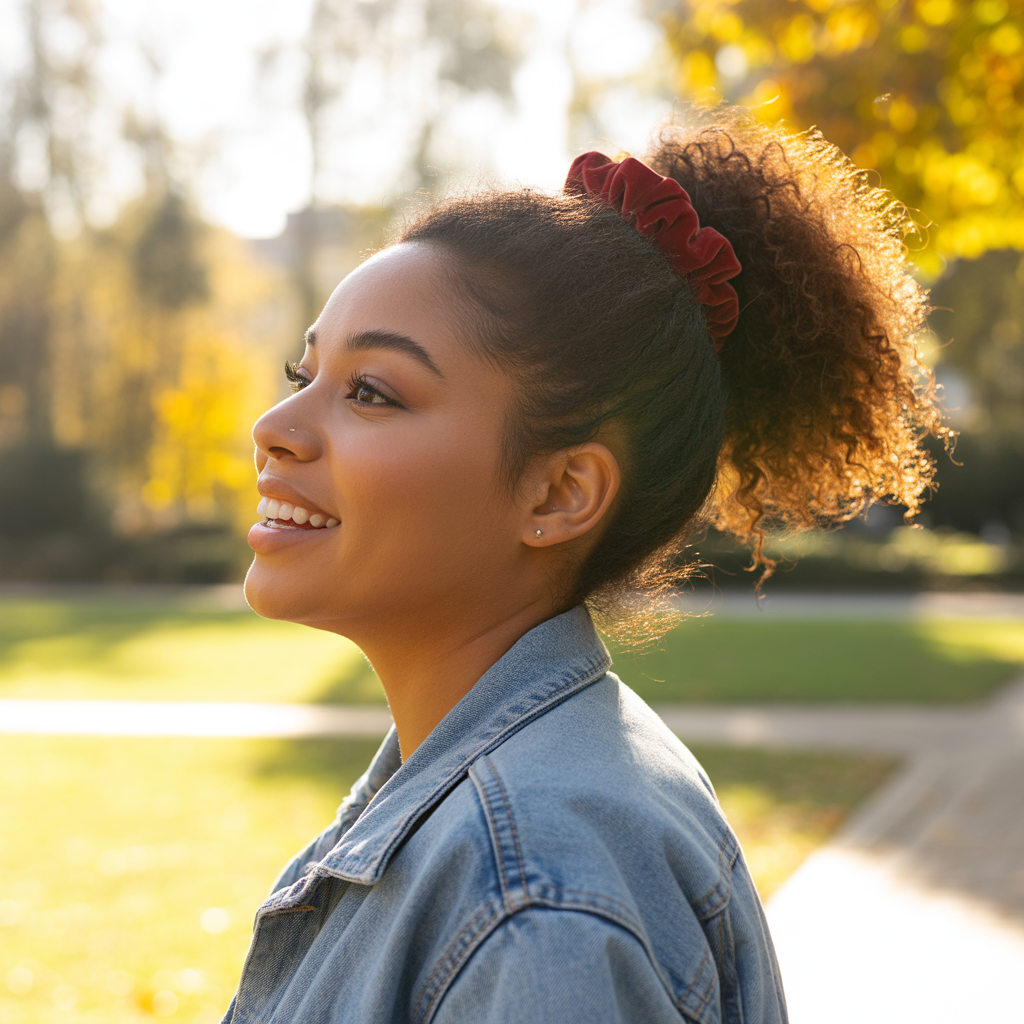 25 Stunning Christmas Hairstyles to Shine This Holiday 7 High Ponytail with Velvet Scrunchie