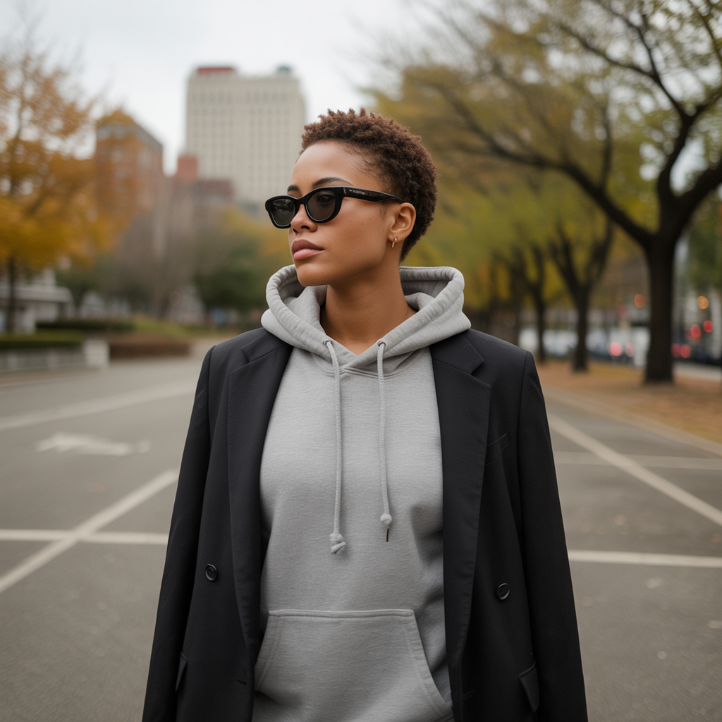 20 Chic and Comfortable Ideas About Fall Outfits for Women 13 Hoodie with Oversized Blazer