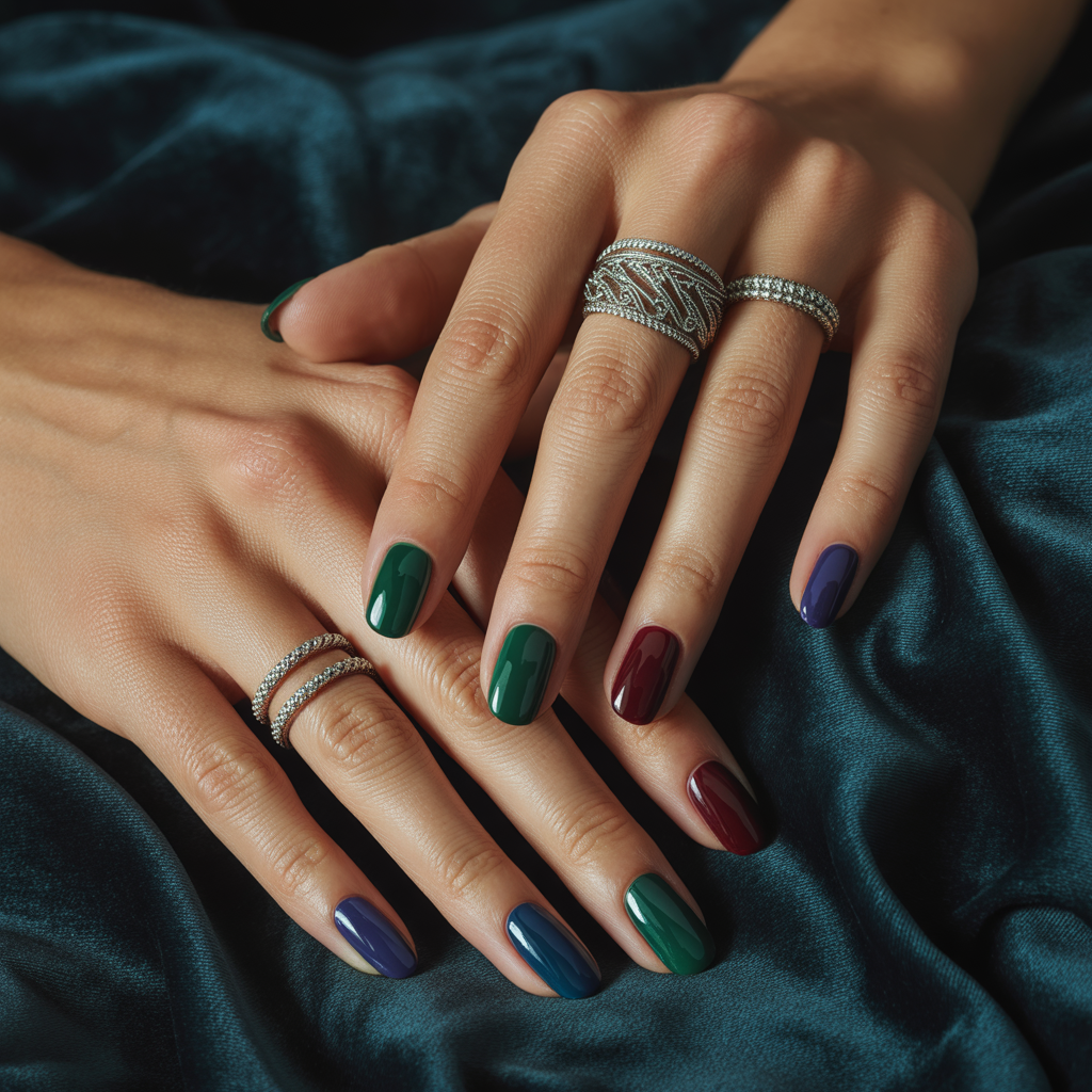 25 Trendy Dark Fall Nails Ideas You’ll Love This Autumn 24 Jewel Tones