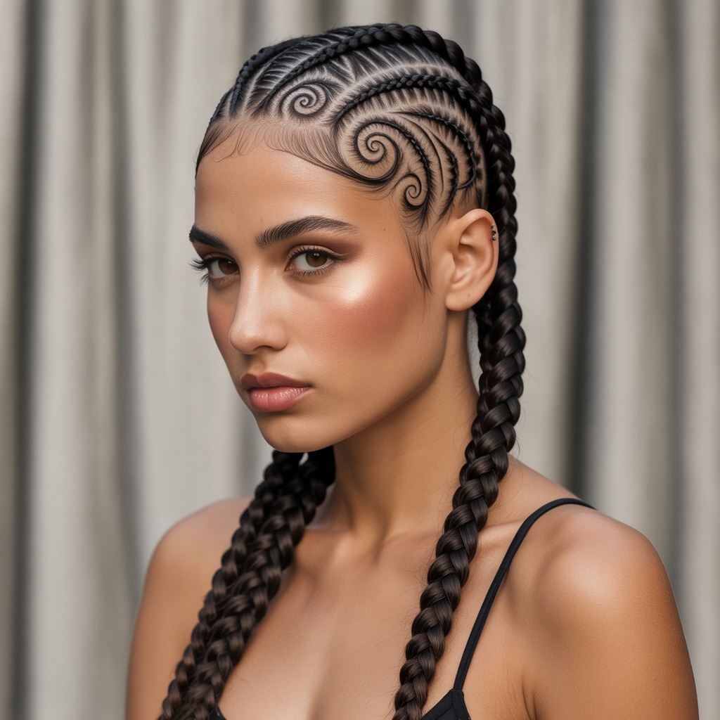 Jumbo swirl cornrows