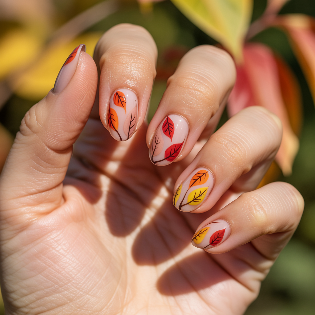 25 Best Cute Fall Nails You’ll Want to Try This Season 11 Leaf Pattern Nails