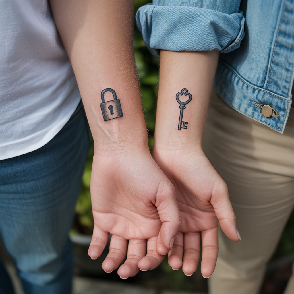 22 Couple Tattoo Ideas to Celebrate Love and Connection 3 Lock and Key