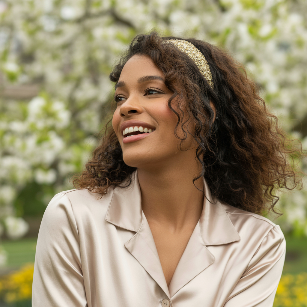 25 Stunning Christmas Hairstyles to Shine This Holiday 9 Loose Curls with Gold Headband