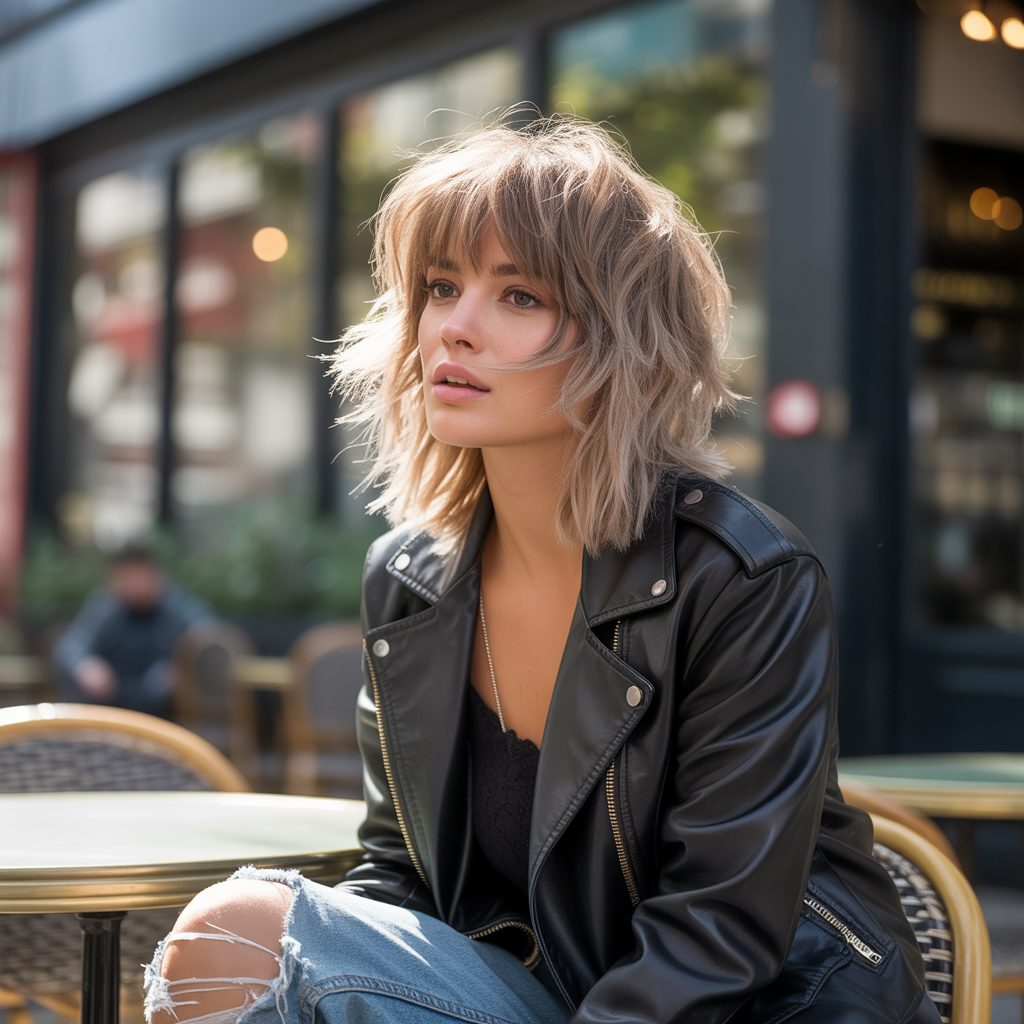 18 Amazing Ideas of Shaggy Wolf Cut with Bangs: Trendy Styles & Hair Inspiration 7 Medium-Length Wolf Cut with Bangs