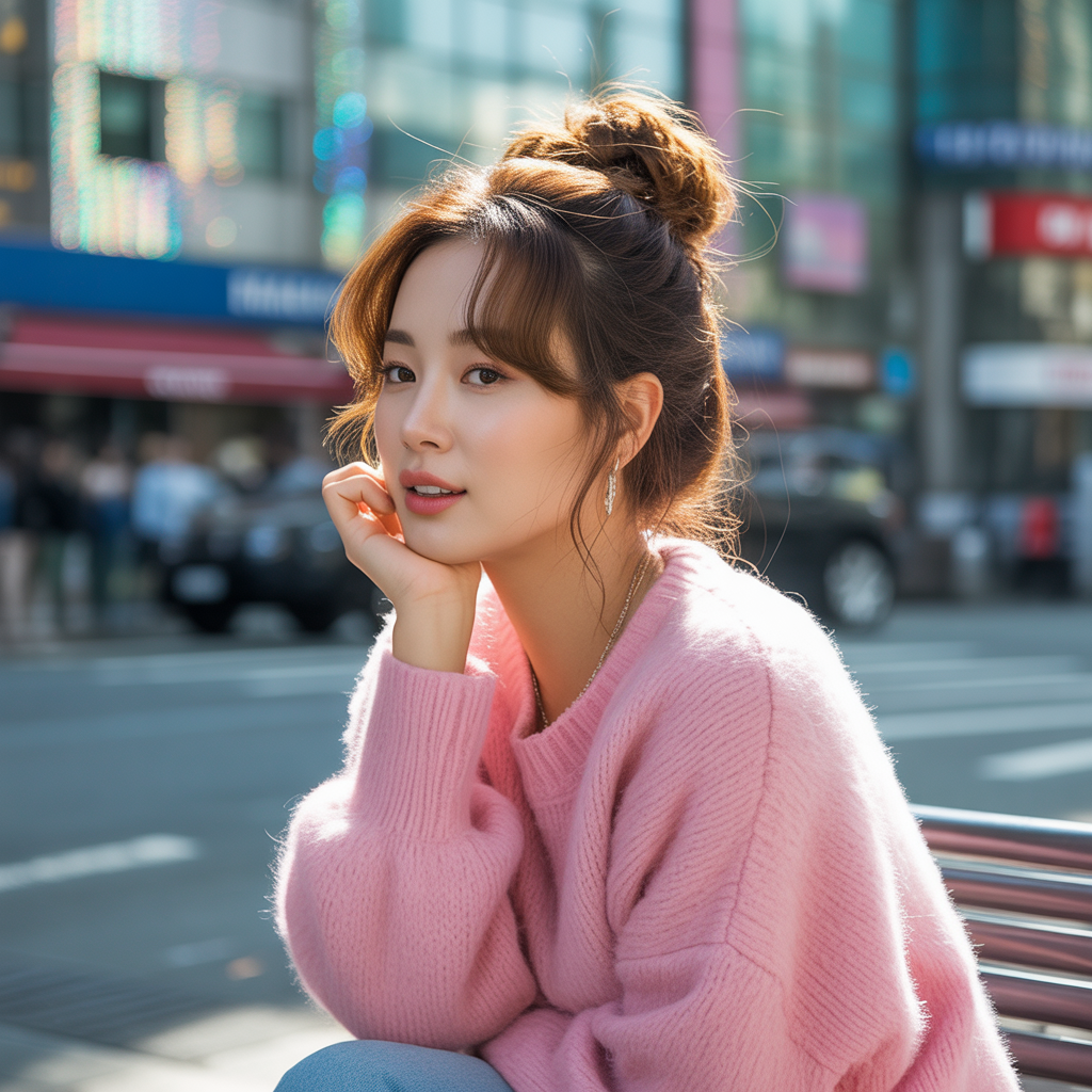 Messy Bun with Loose Waves