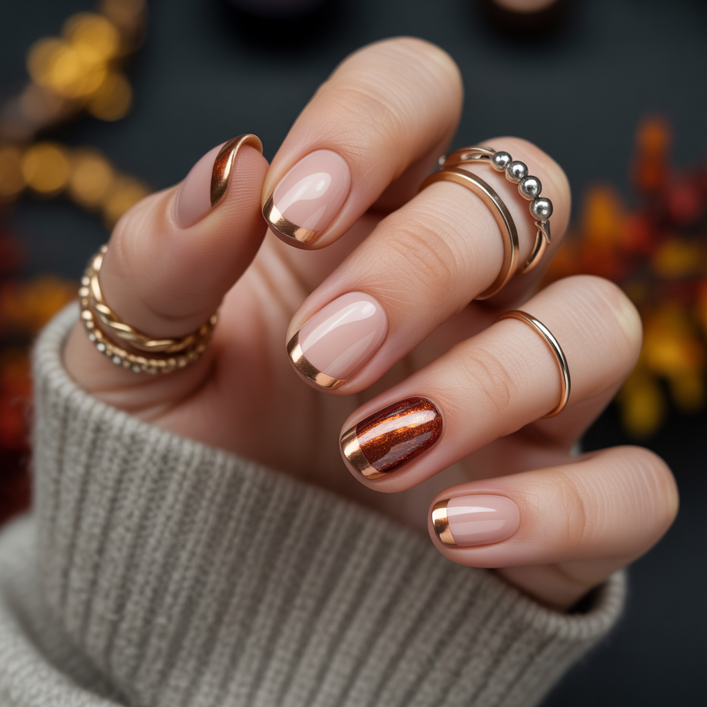 25 Best Cute Nails for Fall You’ll Want This Season 18 Metallic Accent Nails