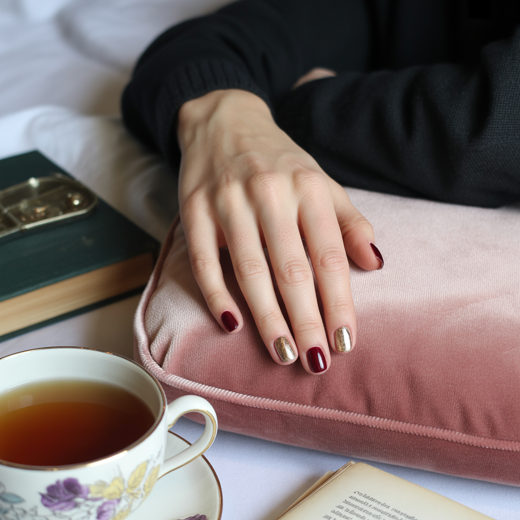 25 Trendy Dark Fall Nails Ideas You’ll Love This Autumn 6 Metallic Accents