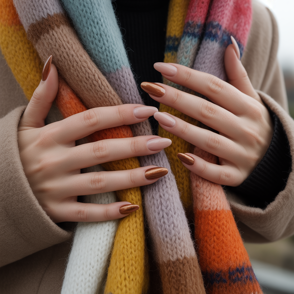 Metallic Accents Acrylic Nails