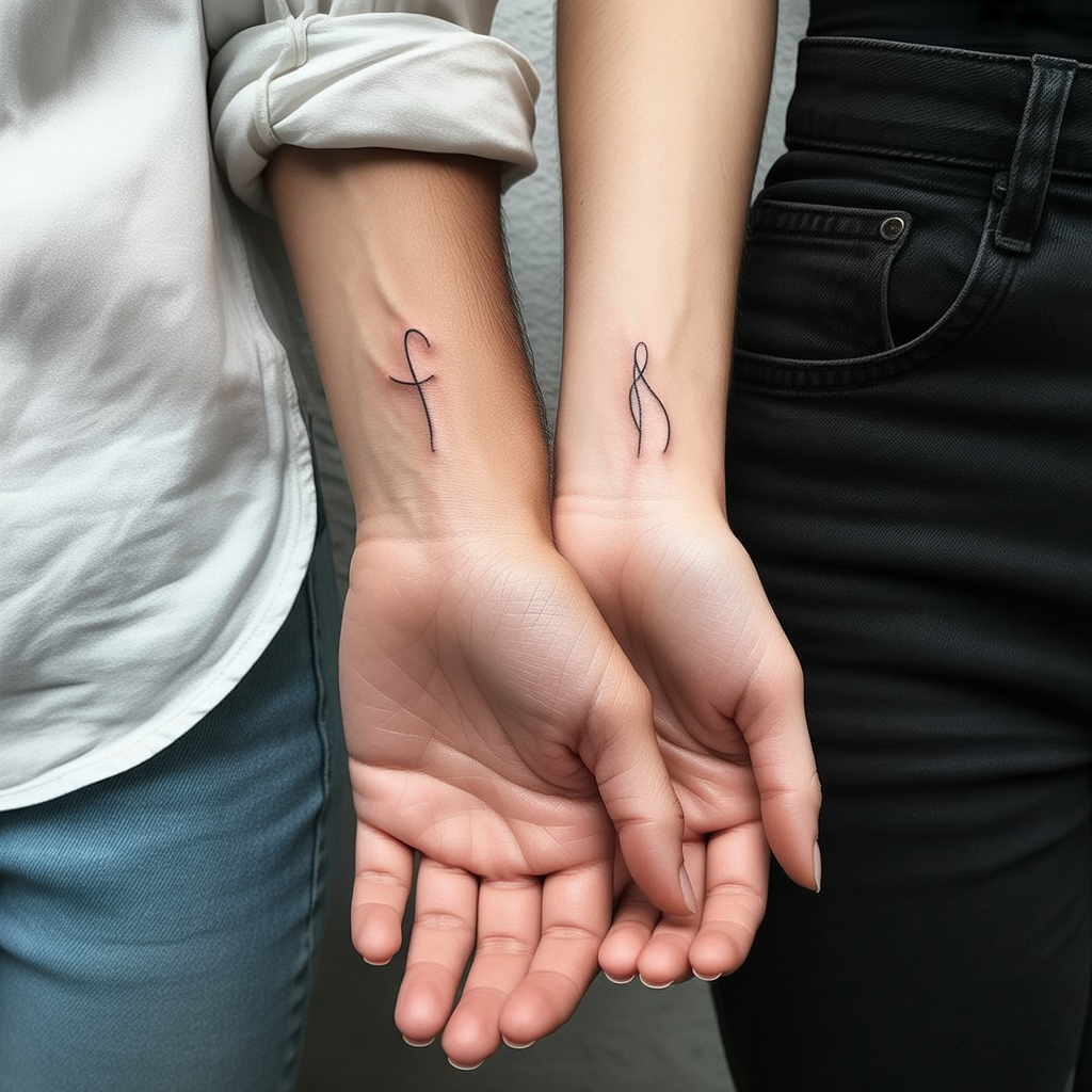 22 Couple Tattoo Ideas to Celebrate Love and Connection 1 Minimalist Lines