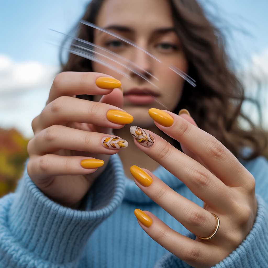 Mustard Yellow Acrylic Nails