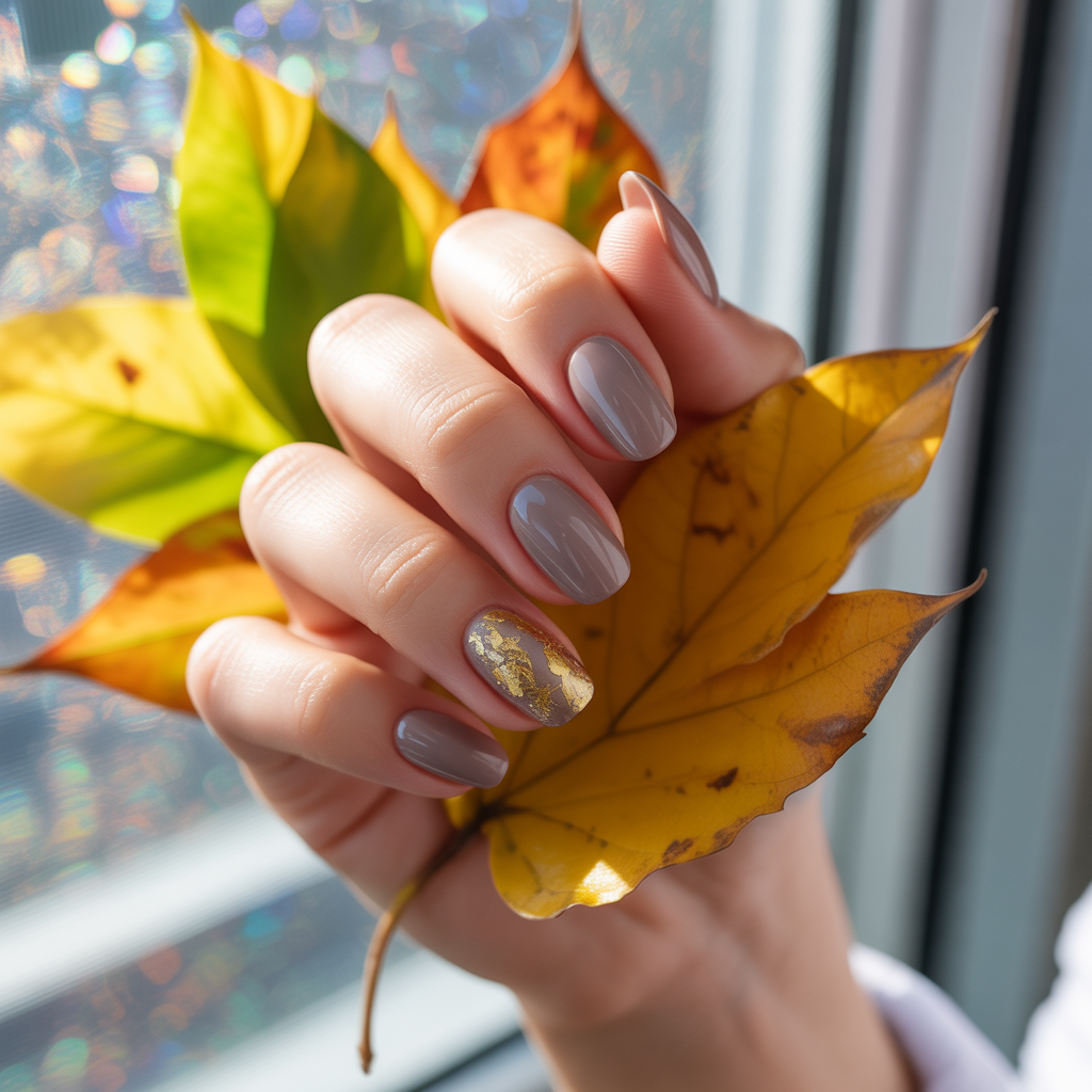 Neutral Taupe Acrylic Nails
