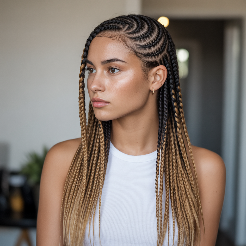 Ombre swirl braids