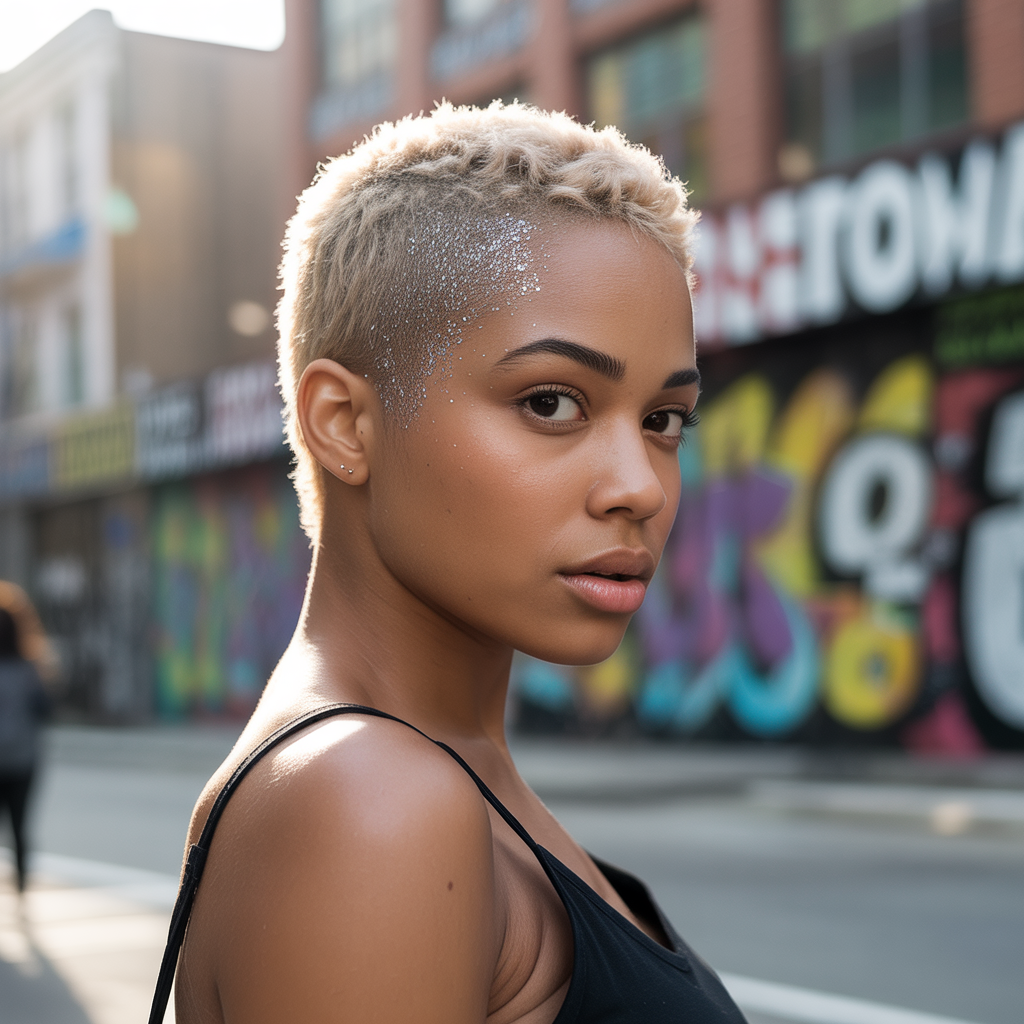 25 Stunning Christmas Hairstyles to Shine This Holiday 19 Pixie Cut with Glitter Gel