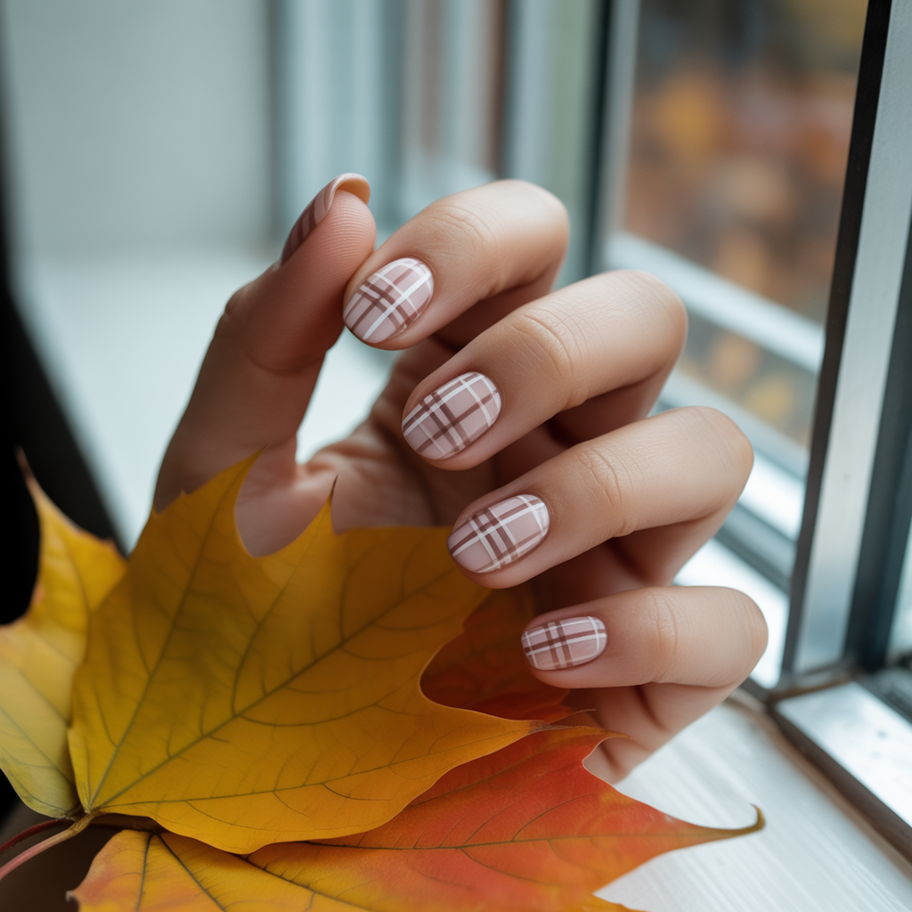 Plaid Acrylic Nails