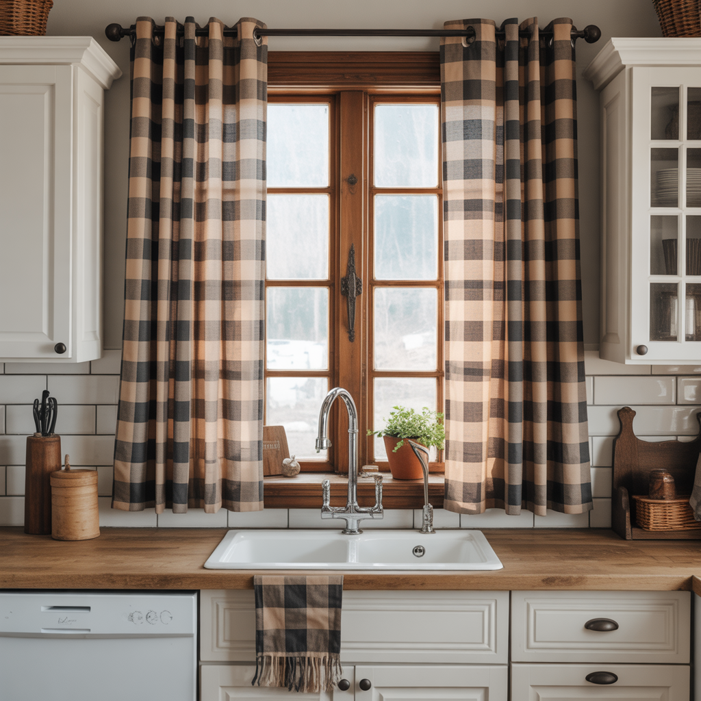 Plaid Curtains for Rustic Warmth