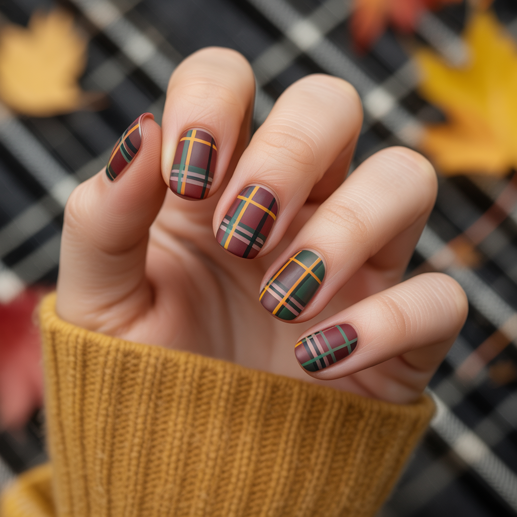 25 Best Cute Nails for Fall You’ll Want This Season 1 Plaid Perfection