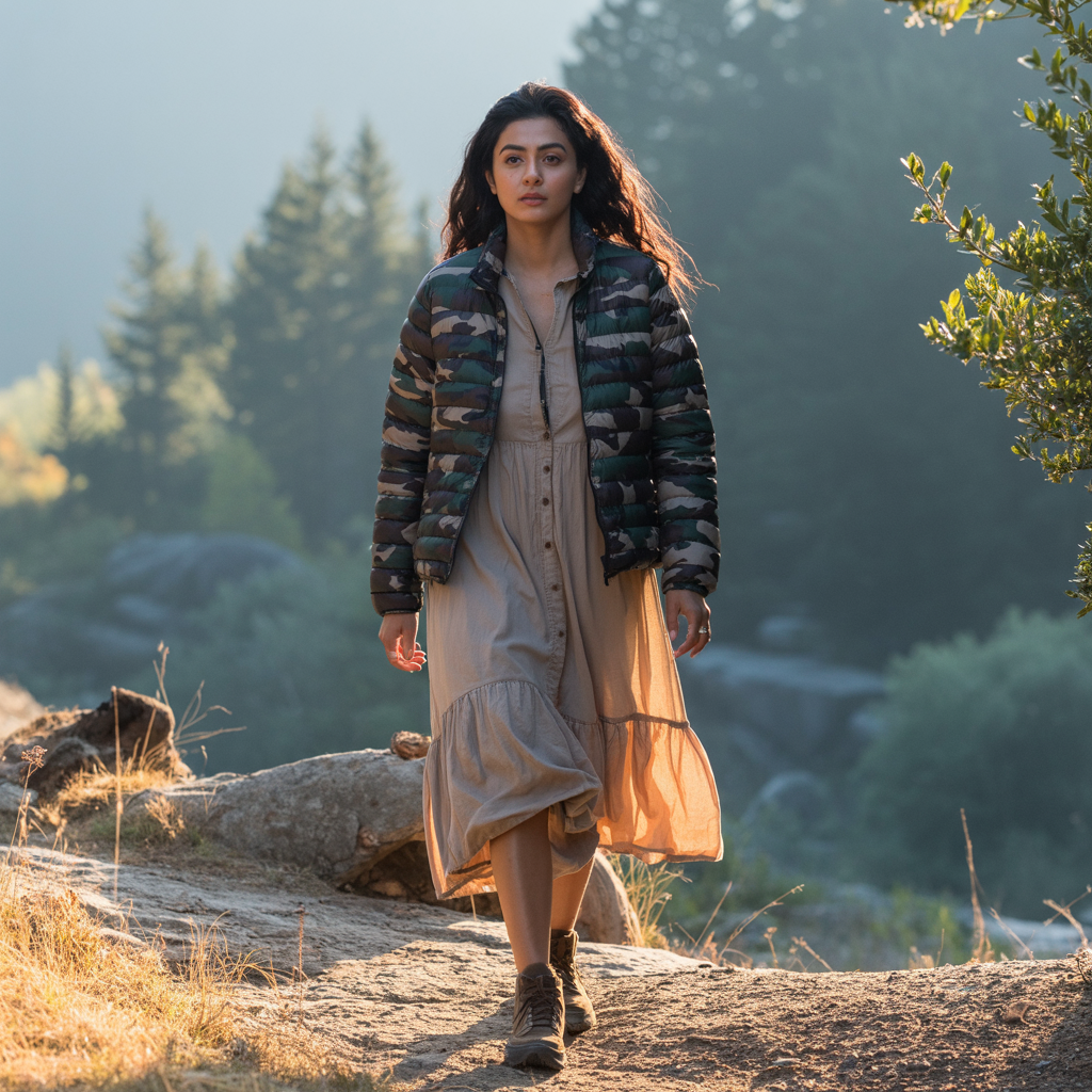 20 Chic and Comfortable Ideas About Fall Outfits for Women 15 Puffer Jacket with Midi Dress