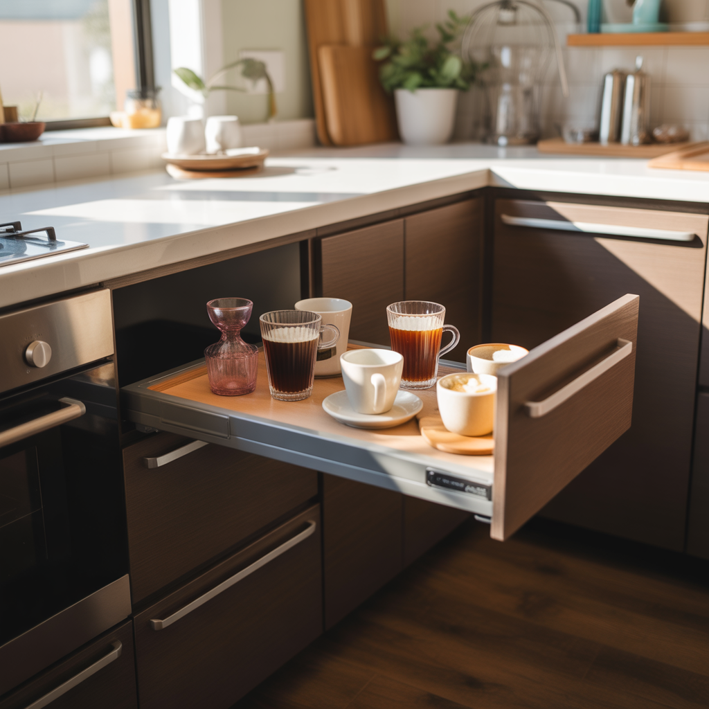 25 Best Coffee Bar for Small Spaces Ideas You’ll Love 5 Pull-Out Drawer Setup