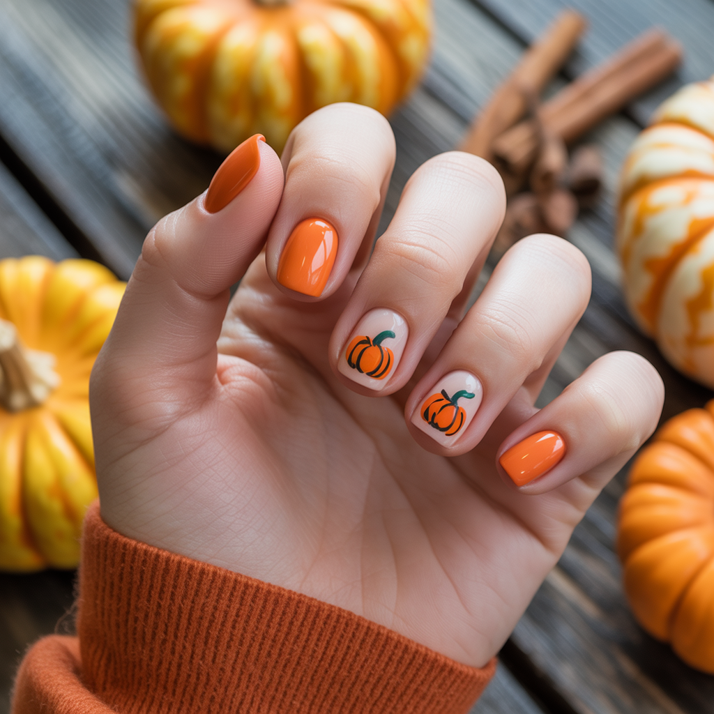 Pumpkin-Inspired Nails