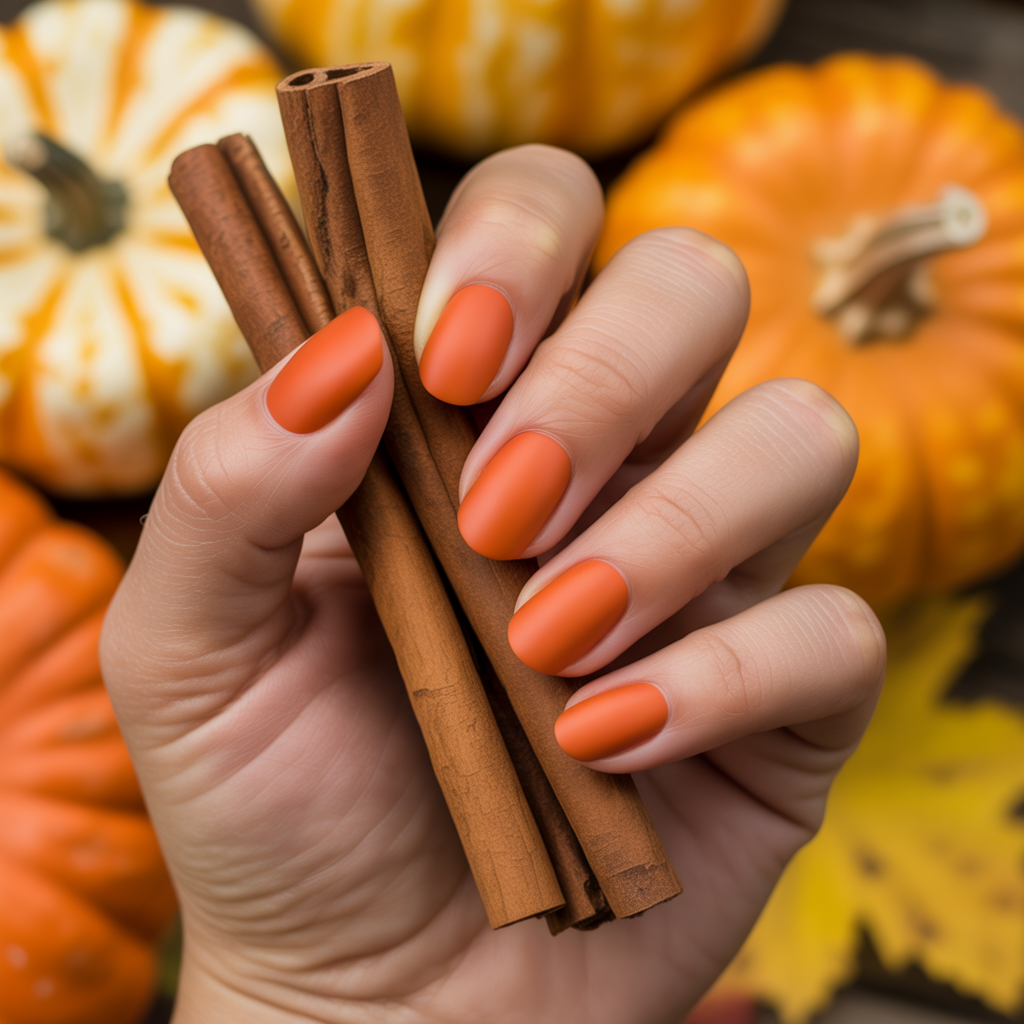 22 Best November Nails Fall Designs You’ll Love 4 Pumpkin Spice Orange